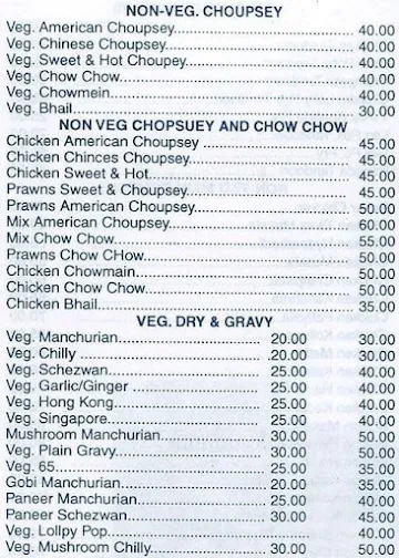 Hotel Pavitra Fast Food menu 