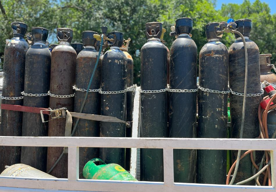 The gas cylinders were among the items seized from suspected illegal miners operating in Sabie, Mpumalanga.