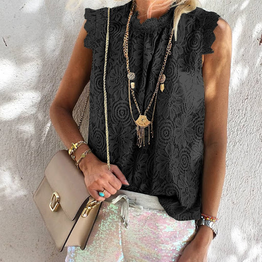 Title 2, Lace Top Sleeveless T-shirt Womens Wear