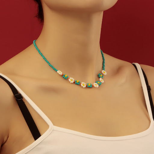 Title 5, Handmade beaded necklace in a literary retro fa...