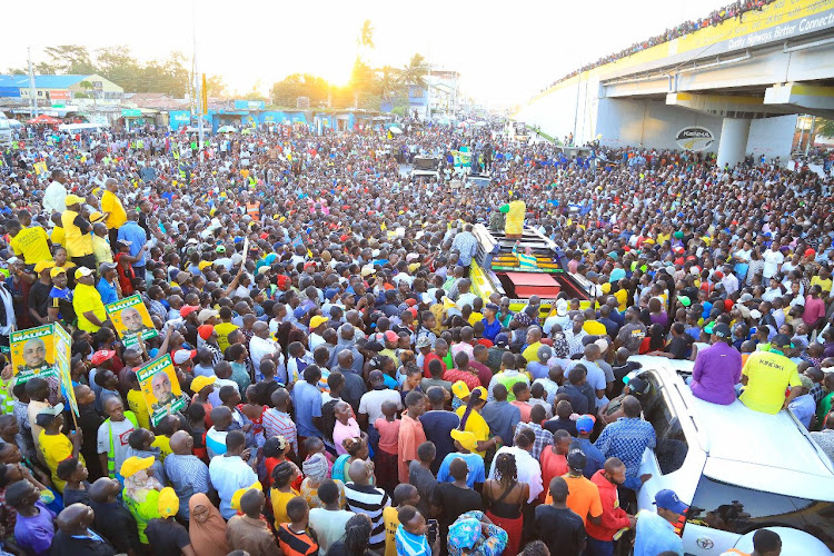 Kenya Kwanza presidential candidate addressing the residents of Mombasa County on July 22,2022.