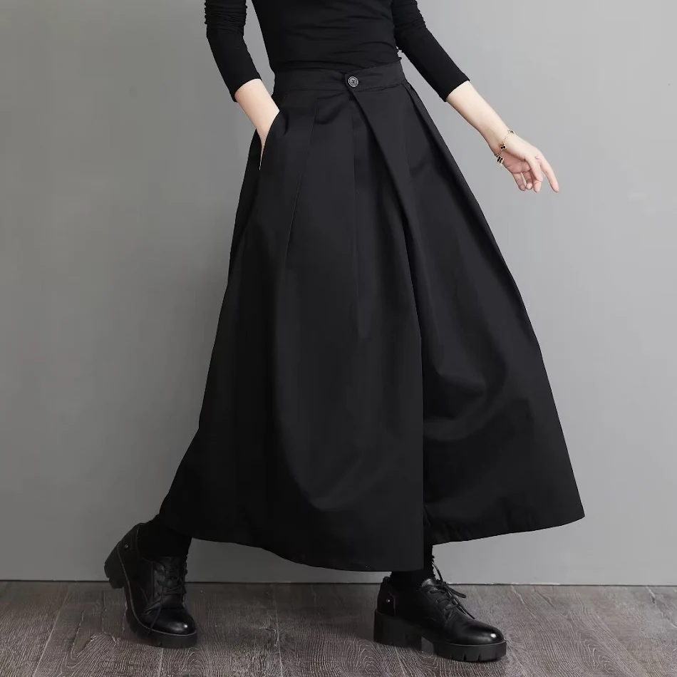 Neutrale Herbst High Waist Loose Wide Leg Hose für Damen und Herren, Slimming, Unregelmäßig, Japanischer Nischenstil
