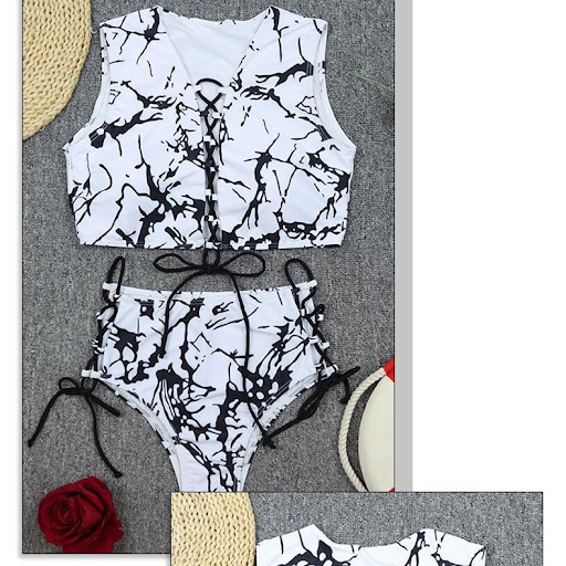 Title 3, Womens Bikini Swimwear Split Tie Dye Tied Blac...