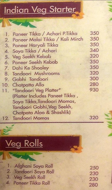 Tandoori Innings menu 