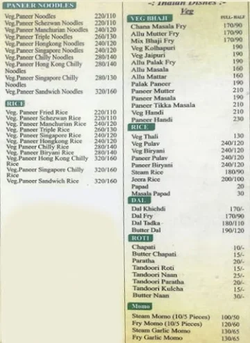 Hotel Wosti Food menu 