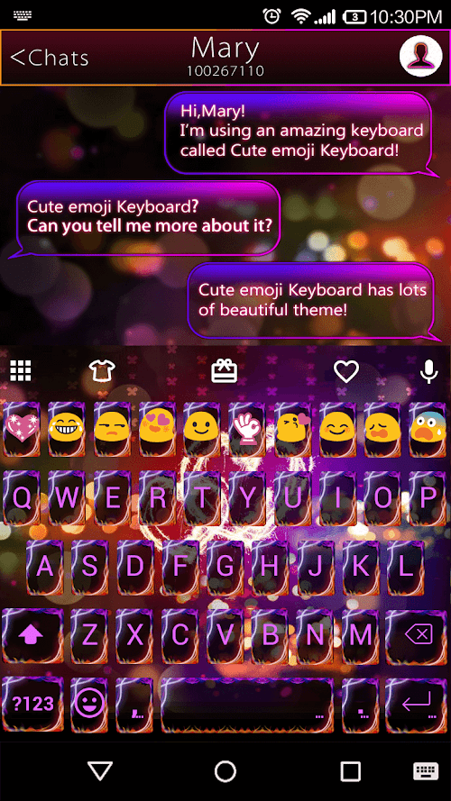 Android application Fire Heart Emoji Keyboard Skin screenshort