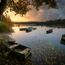 Boat docked on the river