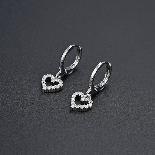 Title 6, Zircon Love Heart Earrings Sweet Romantic Femal...