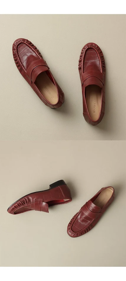 Mocassins décontractés pour femmes en cuir plissé, chaussures plates confortables, parfaites pour un usage quotidien, alliant style et confort