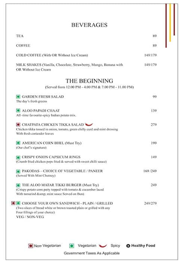 Grand Chanakya menu 