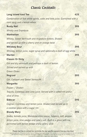 Ak's Bar - Karma Lakelands menu 