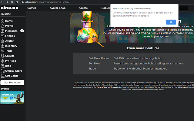 Roblox Payment Alert - roblox how to trade without premium