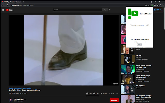 Content Caution Video Reporting chrome extension