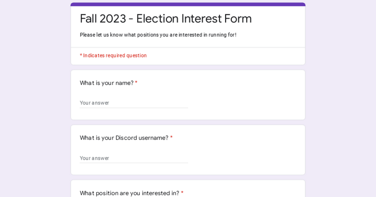 Fall 2023 - Election Interest Form