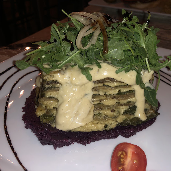 Eggplant Alfredo lasagna vegan