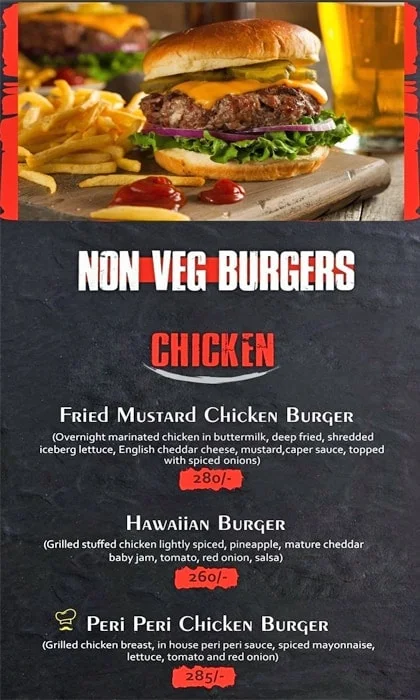 Hardyz Burger menu 