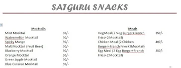 Satguru Snacks menu 