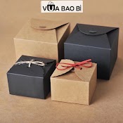 Hộp Quà Kraft Mini, Hộp Giấy Kraft Màu Đen/ Nâu Vuông Nắp Cài Thắt Nơ Kèm Rơm Lót - Vua Bao Bì