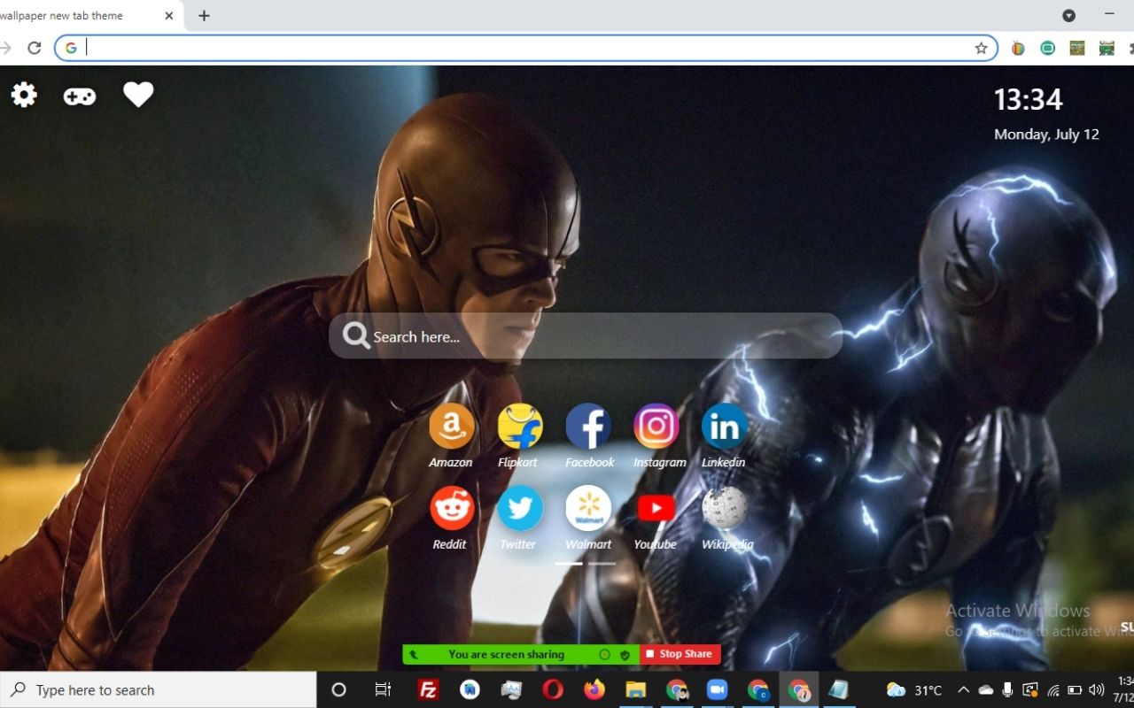 Flash Wallpaper New Tab Theme [Install Now] Preview image 1