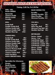 Shabbir Seekh Paratha menu 1