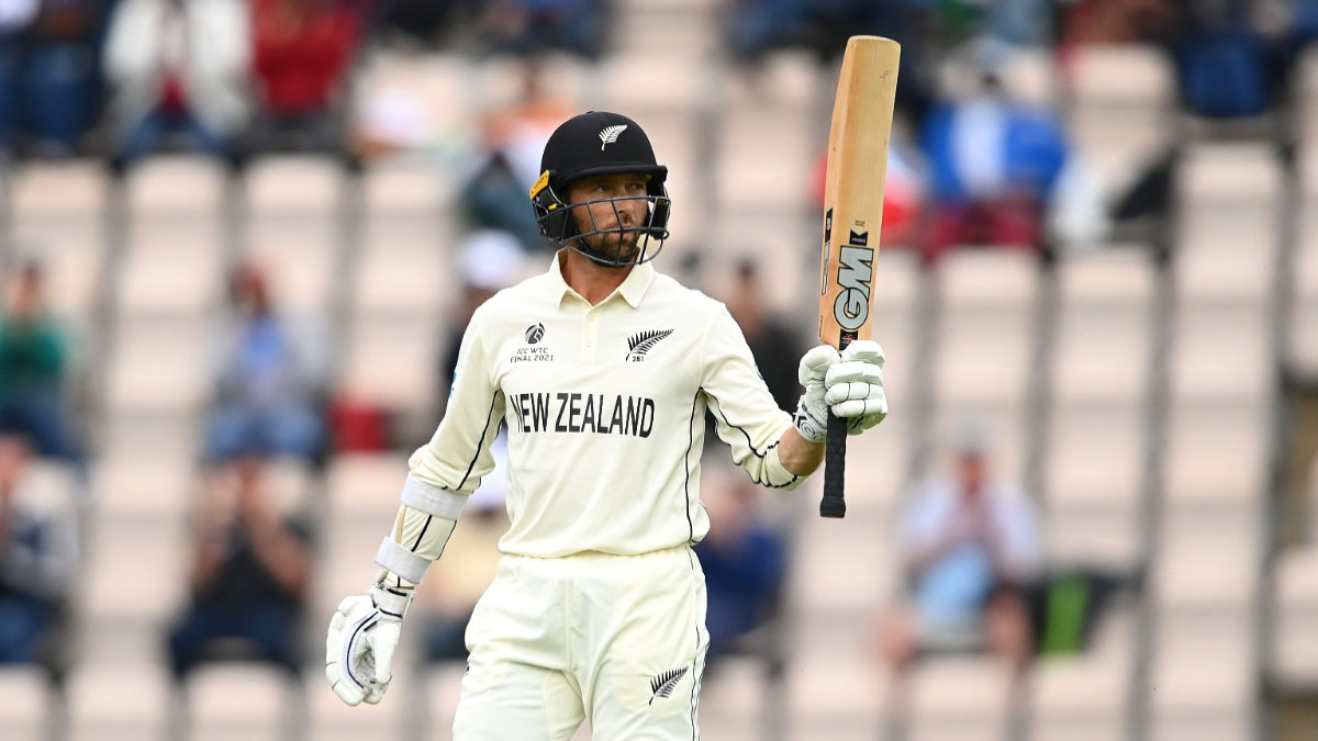 Devon Conway celebrates his half-century