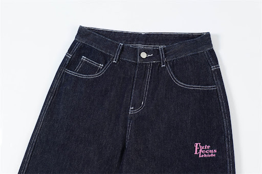 Title 13, Mens Color Matching Flanged Denim Straight-leg...