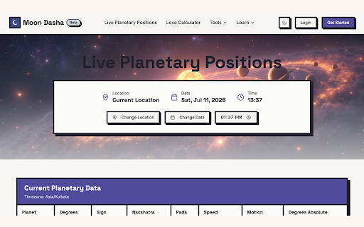 Live Planetary Positions - Moon Dasha screenshot 3