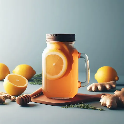 Hot Ginger Lemon Tea [450 Ml, Mason Jar]