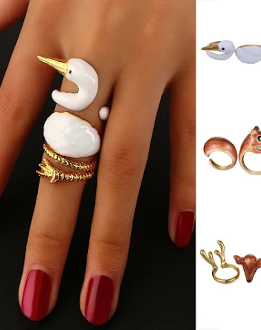 Bague vintage trois pièces avec ani - 1