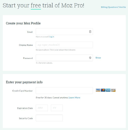 Upfront Payment Signup Page