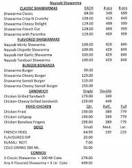 Nayaab Shawarma menu 1