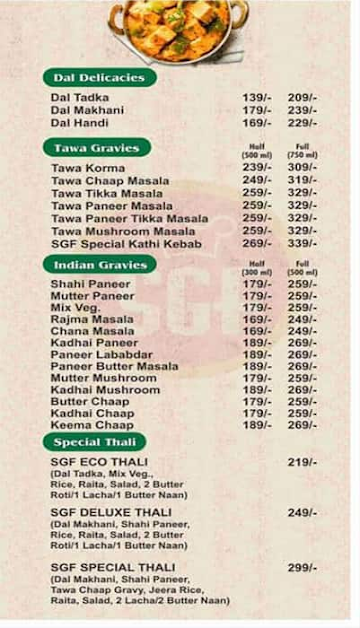 SGF - Spice Grill Flame menu 