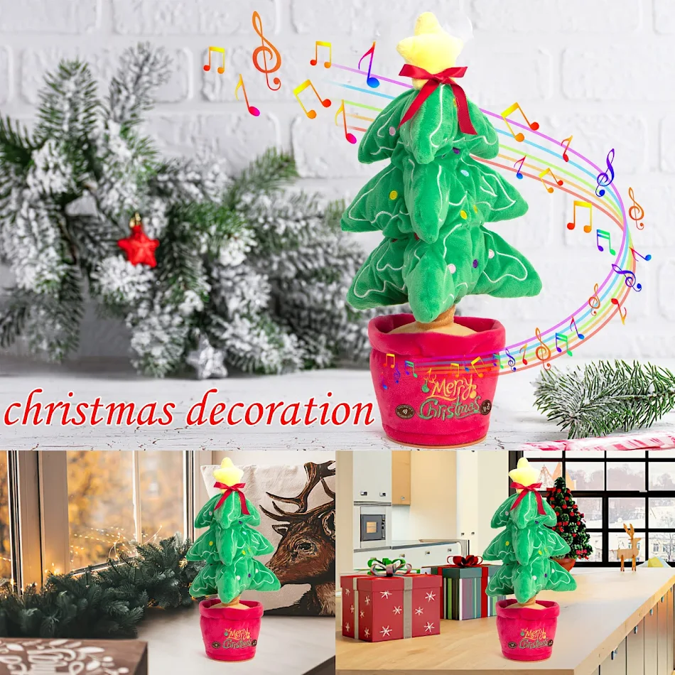 Dansend Kerstspeelgoed Grappige Boom Herhaalt Praten Opnemen Verlicht Zingt Elektronisch Pluche Speelgoed Cadeau Vroegtijdige Educatie