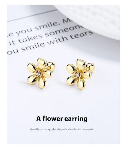 Title 6, Womens Five Petal Flower Bud Thread Earrings, ...