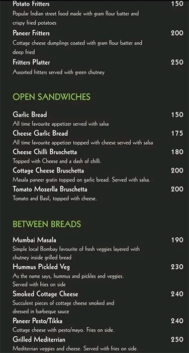 Tea Trails Cafe menu 