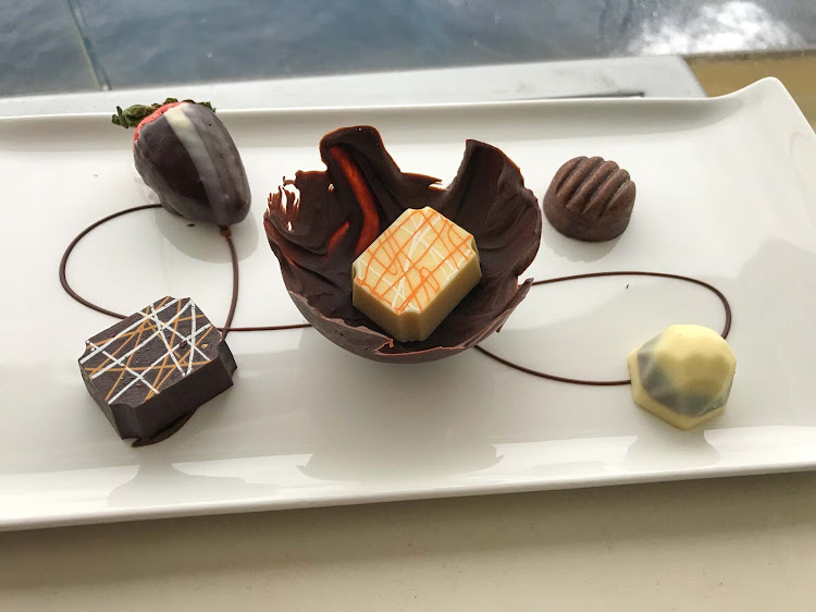 Chocolate treats that somehow quickly disappeared from a veranda on Norwegian Jade. 