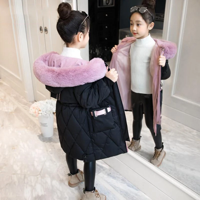 Kinder katoenen gewatteerde jas voor meisjes, halflang, verdikt. Warme en comfortabele kinderkleding voor de winter.