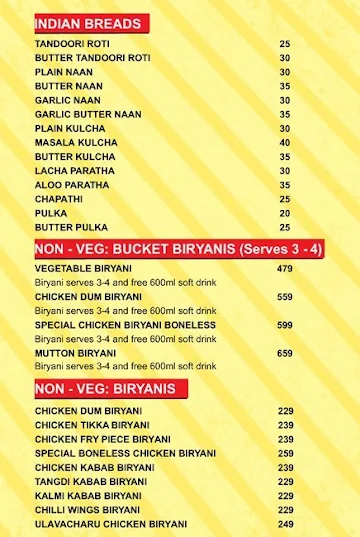 BTM Bawarchi Biryani menu 