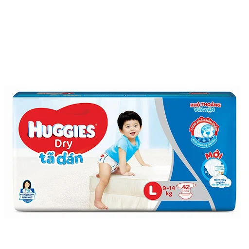 Tã dán Huggies Dry Jumbo size L42 bịch 42 miếng