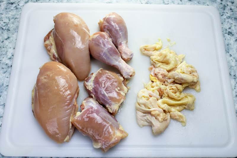 Removing Skin From The Chicken.