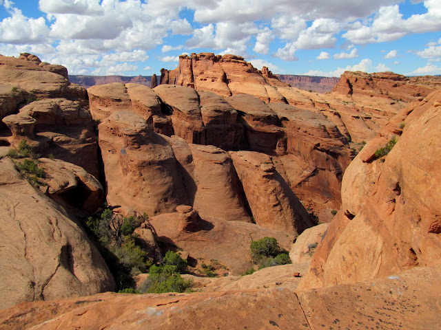 View over the broken canyon country we'd hiked earlier