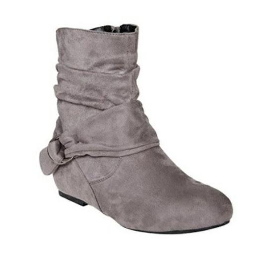 Title 7, Suede flat mid-tube boots — Comfortable and sty...