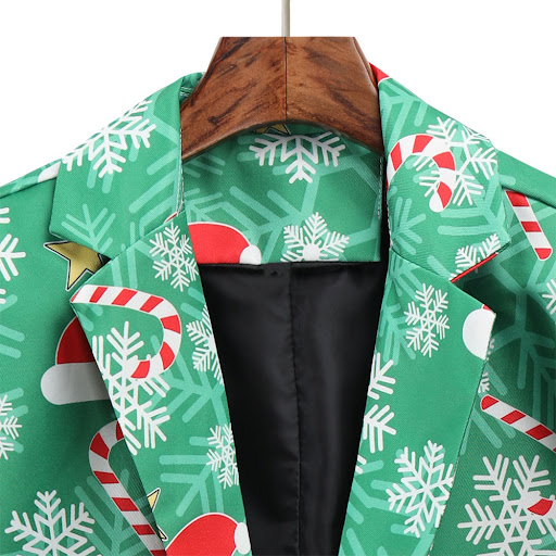 Title 11, Mens Christmas Printing Casual Suit Jacket Fes...