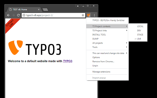 TYPO3 - BE/FE/Env Handy Switcher