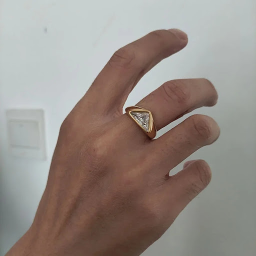 Title 1, Triangle Zircon Ring Titanium Steel Plated 18K ...
