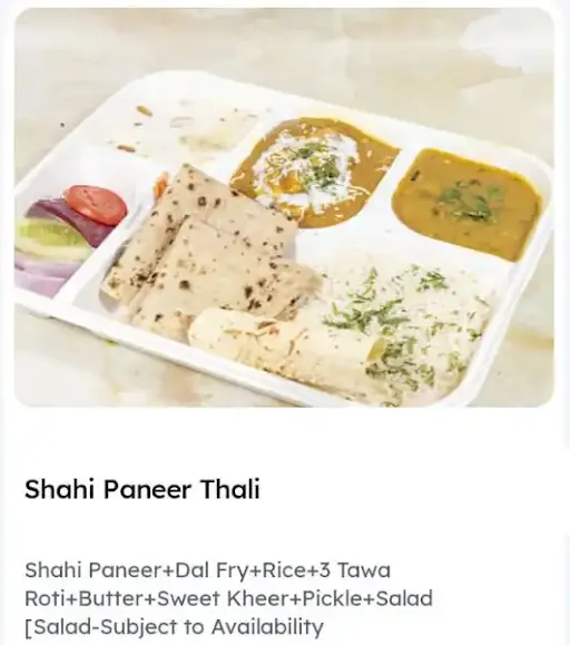 Shahi Paneer Thali