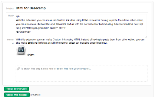 HTML for Basecamp