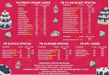 FB Cakes menu 