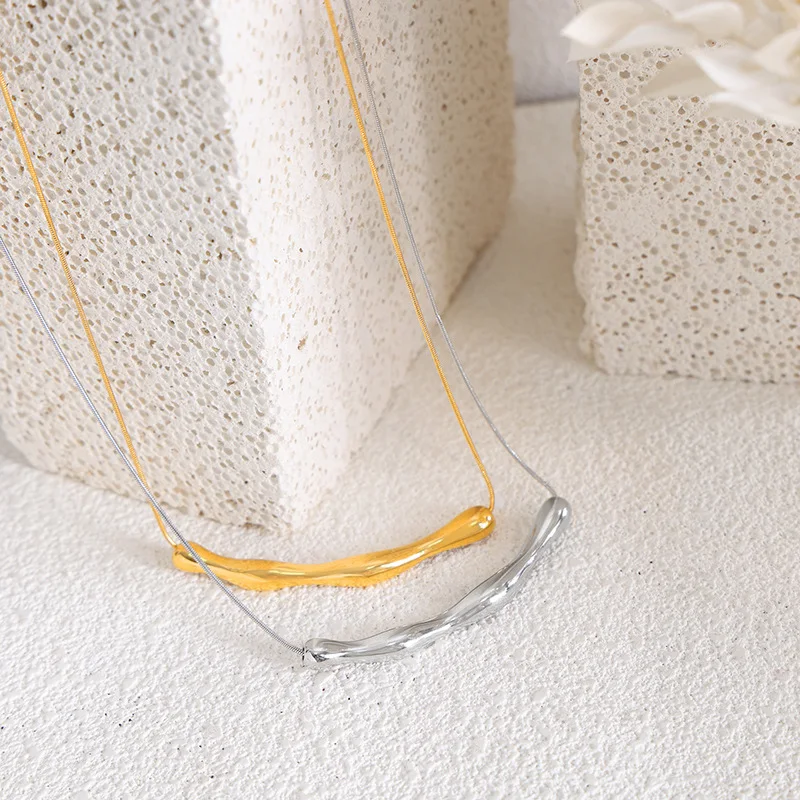 Gestreepte Asymmetrische Niche Ketting voor Dames All-Match Sieraden, Een Unieke en Stijlvolle Accessoire voor Elke Gelegenheid