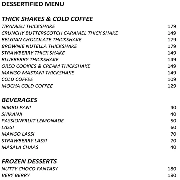 Dessertified By Grand Trunk Road menu 